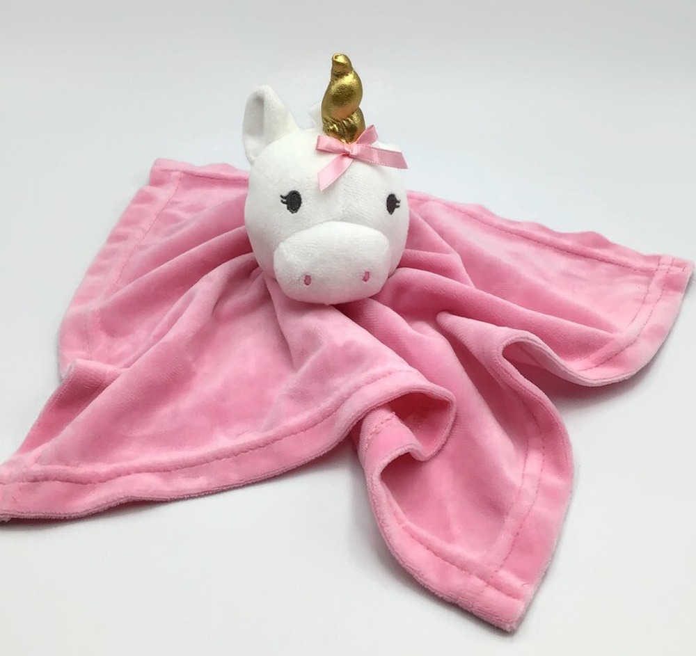 Baby Essentials Pink Unicorn Security Blanket Baby Girl Lovey Plush